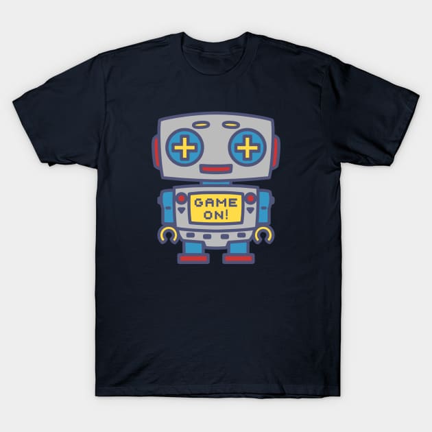 GAME ON classic robot T-Shirt by Red_Flare_Art